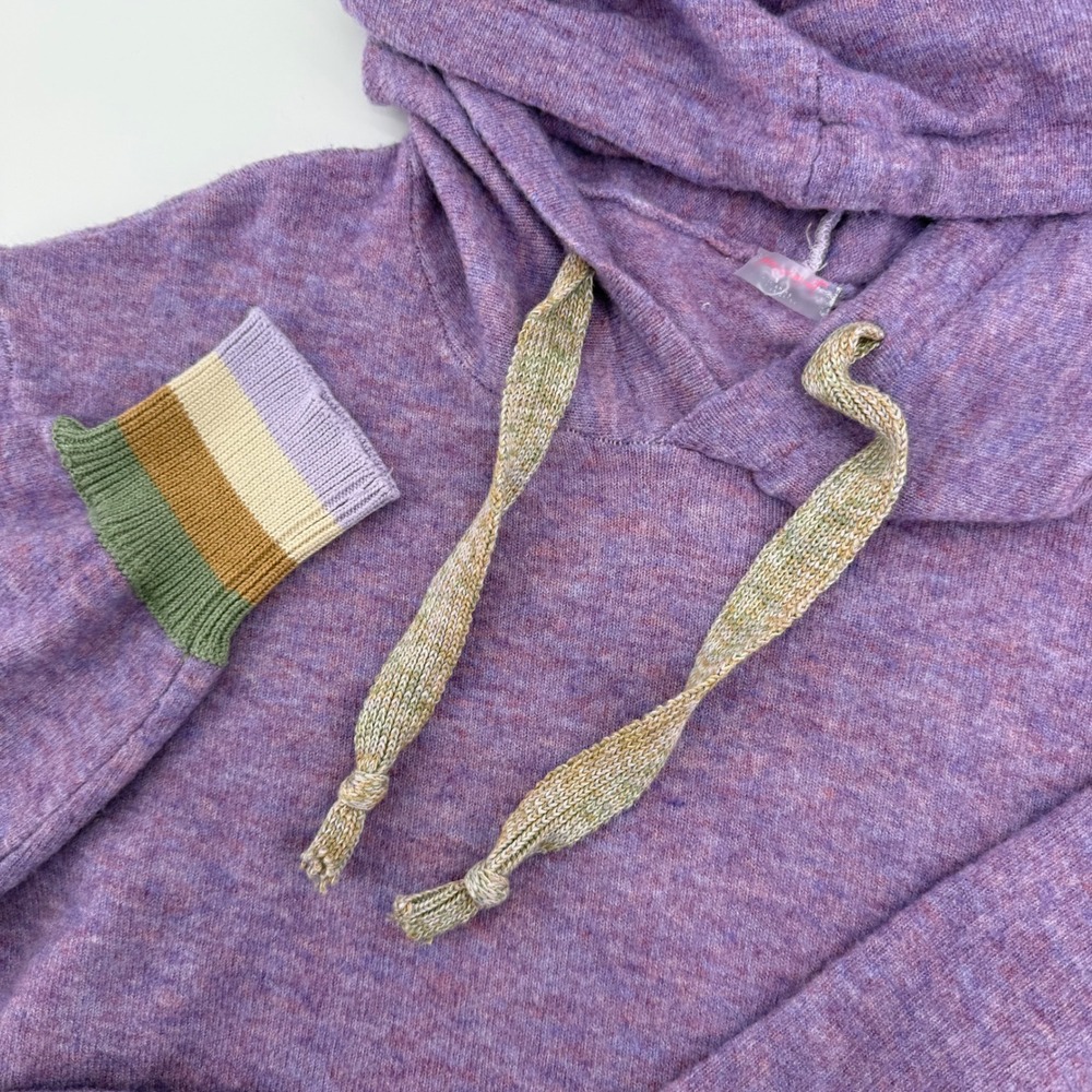 FP Movement Free People Purple Heathered Wool Blend Knit Hoodie Sweatshirt XS S